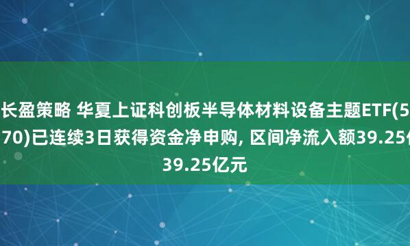 长盈策略 华夏上证科创板半导体材料设备主题ETF(588170)已连续3日获得资金净申购, 区间净流入额39.25亿元